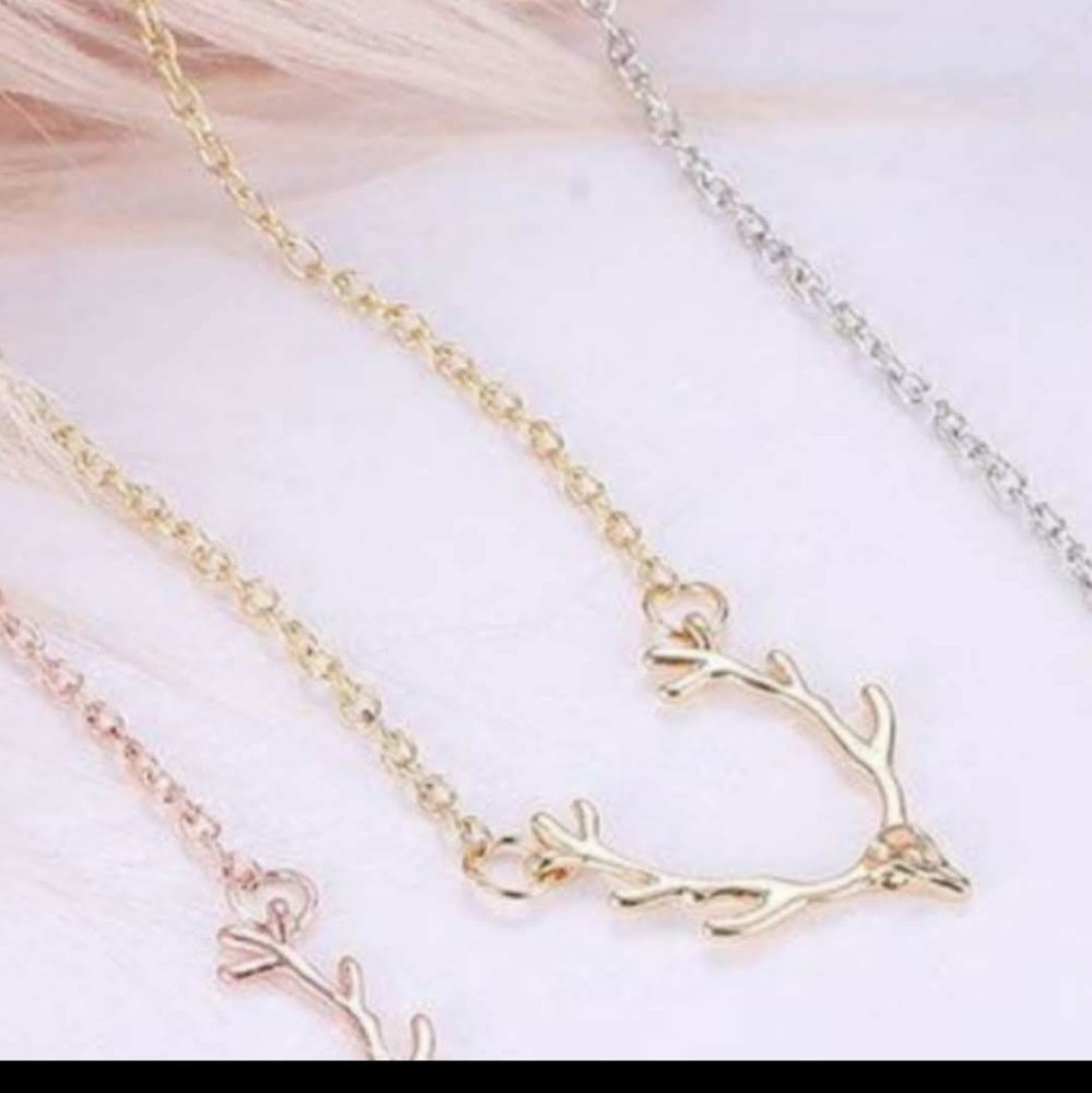 Antlers chain GOLD tone necklace - Picture 2 of 5